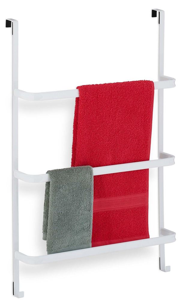 Relaxdays Handtuchhalter Tür, ohne Bohren, HxBxT: 85 x 54,5 Produktbild 