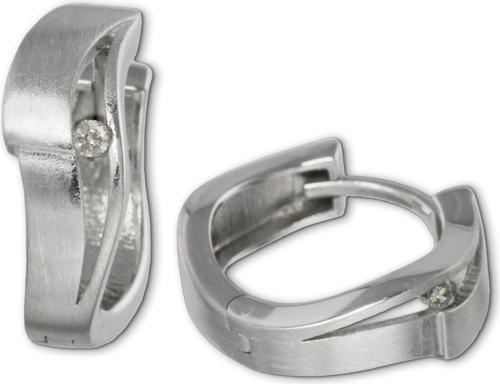 SilberDream Creolen 14mm weiß Ohrringe Silber Ring Zirkonia Damen D2SDO338W