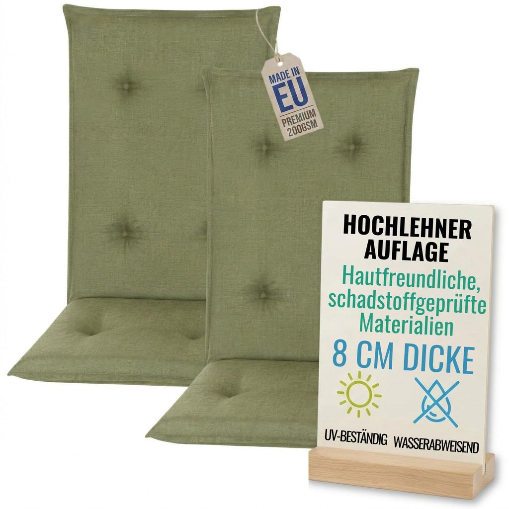 Pillows24 - 2x Hochlehner Auflagen 120x50x8 cm | Gesteppte Produktbild 