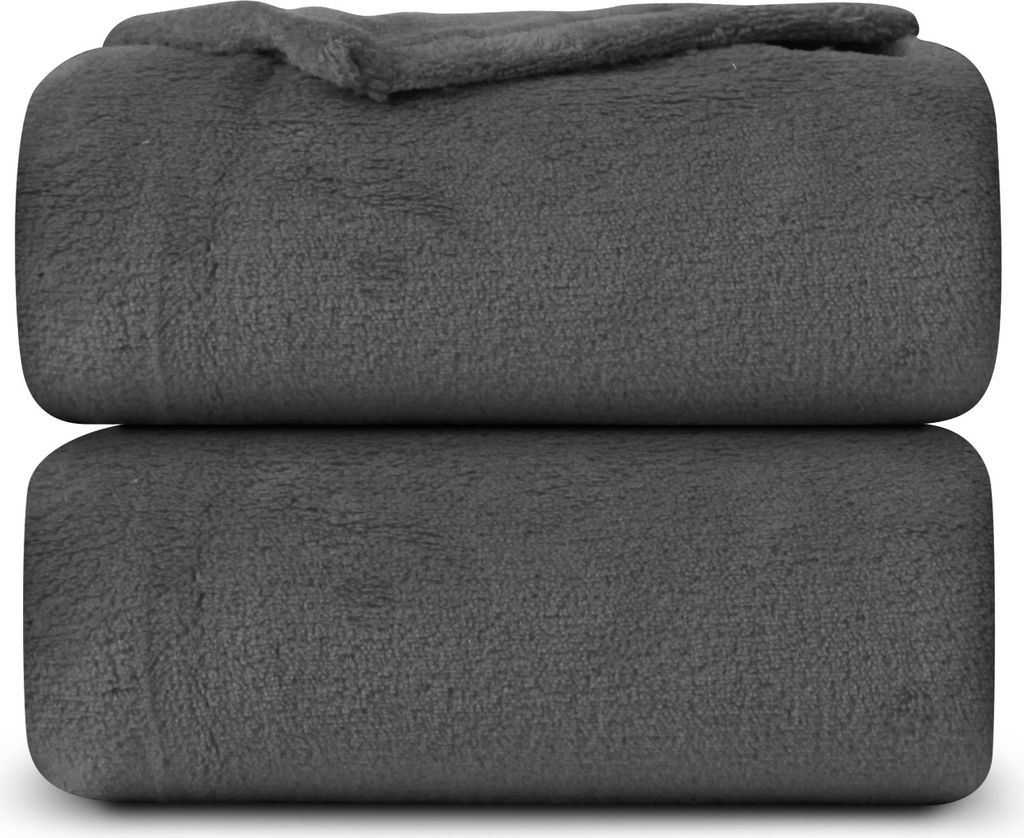 Kuscheldecke XXL ( 220x240cm ) "Anthrazit" Flauschdecke Microfaser-Decke - große weiche Wohn-Decke zum kuscheln, Sofadecke Couchdecke Tagesdecke