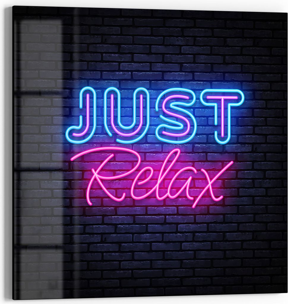 DEQORI Magnettafel Glas 30x30 cm 'Spruch im Neon-Design' beschreibbar Whiteboard