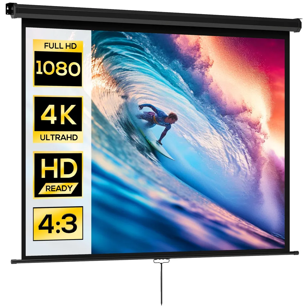 Écran de projection 4K HD 84 pouces montage mural et plafond 181 cm