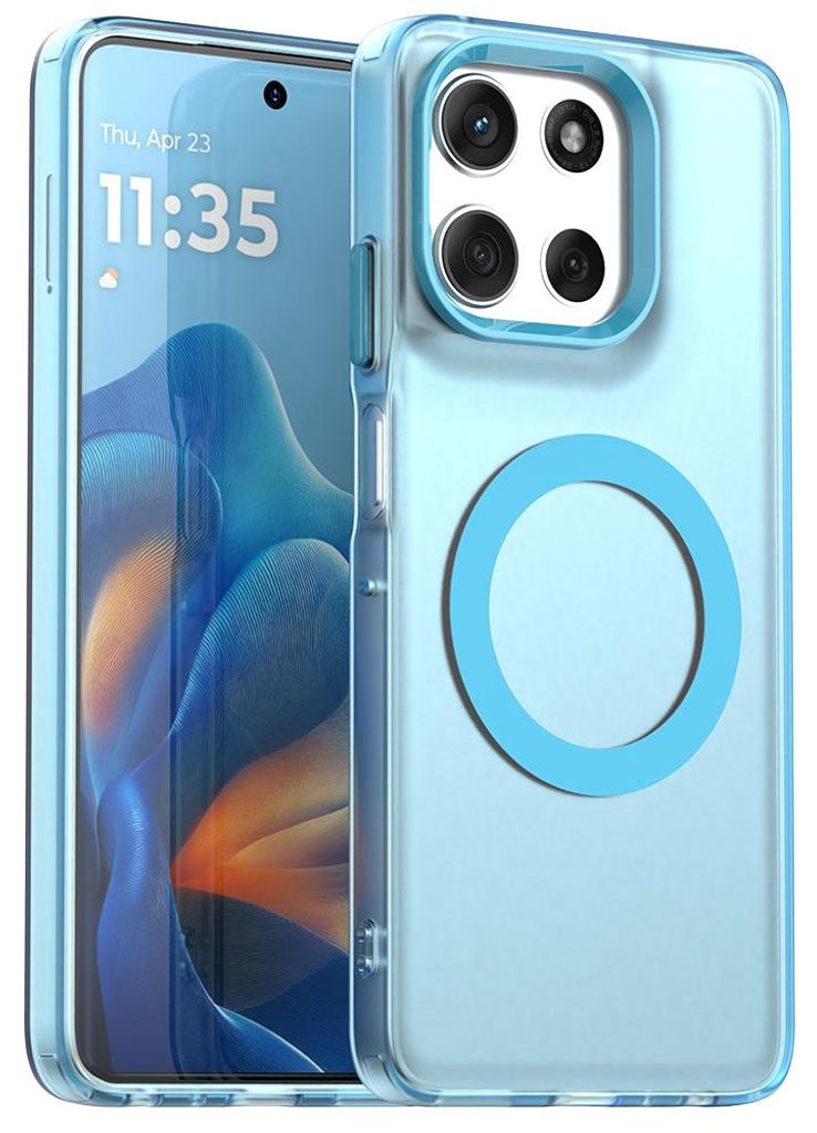 Magnetisch Hülle für Motorola Moto G56, Schlank Durchscheinend Matt Stoßfest Handyhülle Blau
