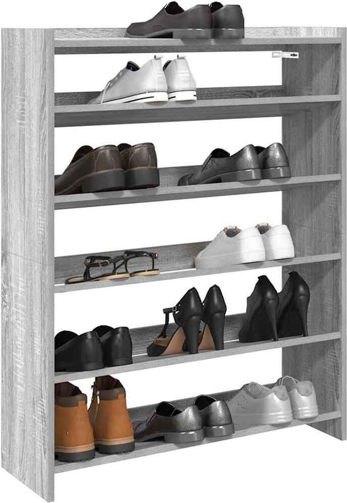 Möbel Schuhregal Grau Sonoma 80x25x100 cm Holzwerkstoff - Schuhregale 859901