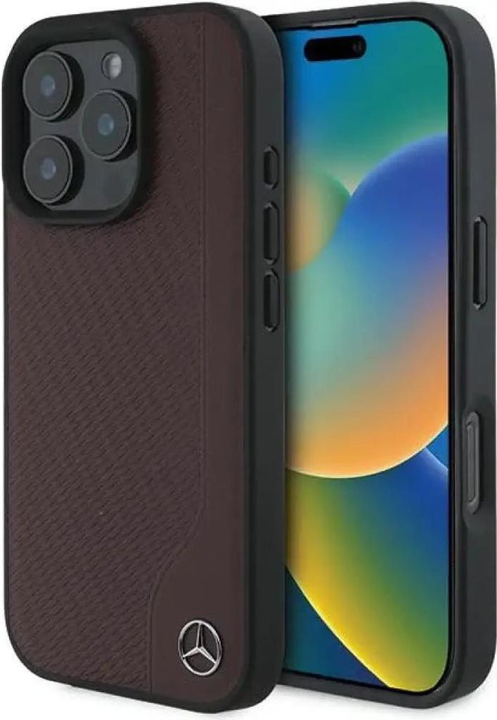 Mercedes MEHMP16L23RBGVR iPhone 16 Pro 6.3" rot hardcase MB Wood Imitation Leather MagSafe Schutzhülle