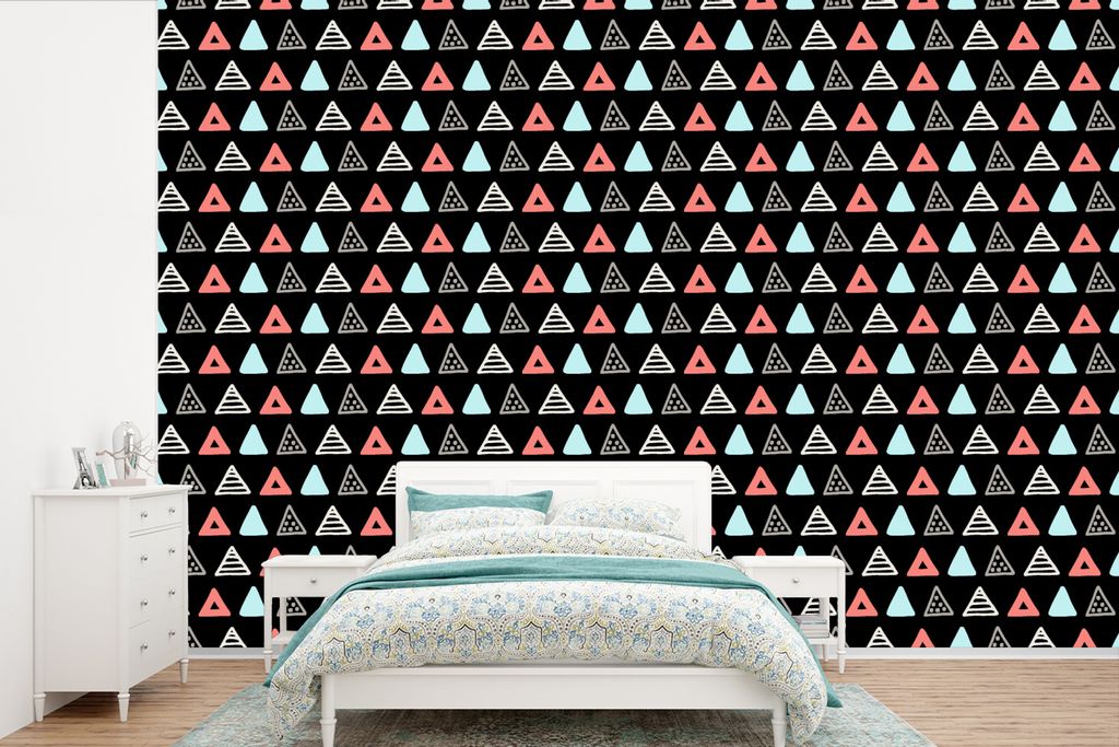 MuchoWow Fototapete für Wohnzimmer oder Schlafzimmer Wandtapete Vinyl Motivtapete Jungen - Design - Dreieck - 390x260 cm - Papiertapete