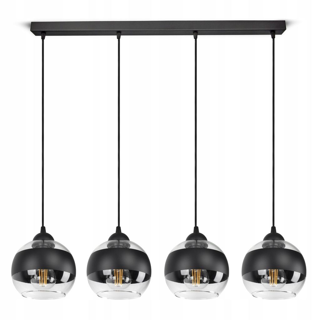 Lampa Wisząca Sufitowa Żyrandol Czarna Szklane Kule Black Zdjęcie produktu 