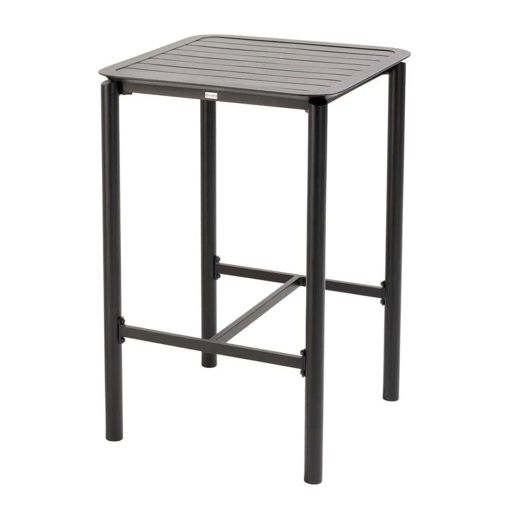 Table haute de terrasse noire Oviala Almada - Mange-debout en acier