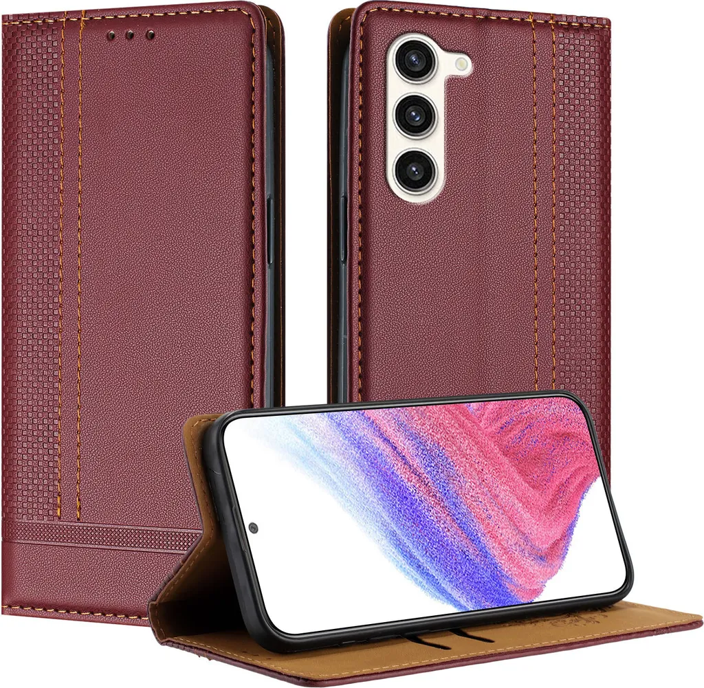 Custodia Galaxy S23 Stand Pelle Rosso Scuro - Accessorio Glamour