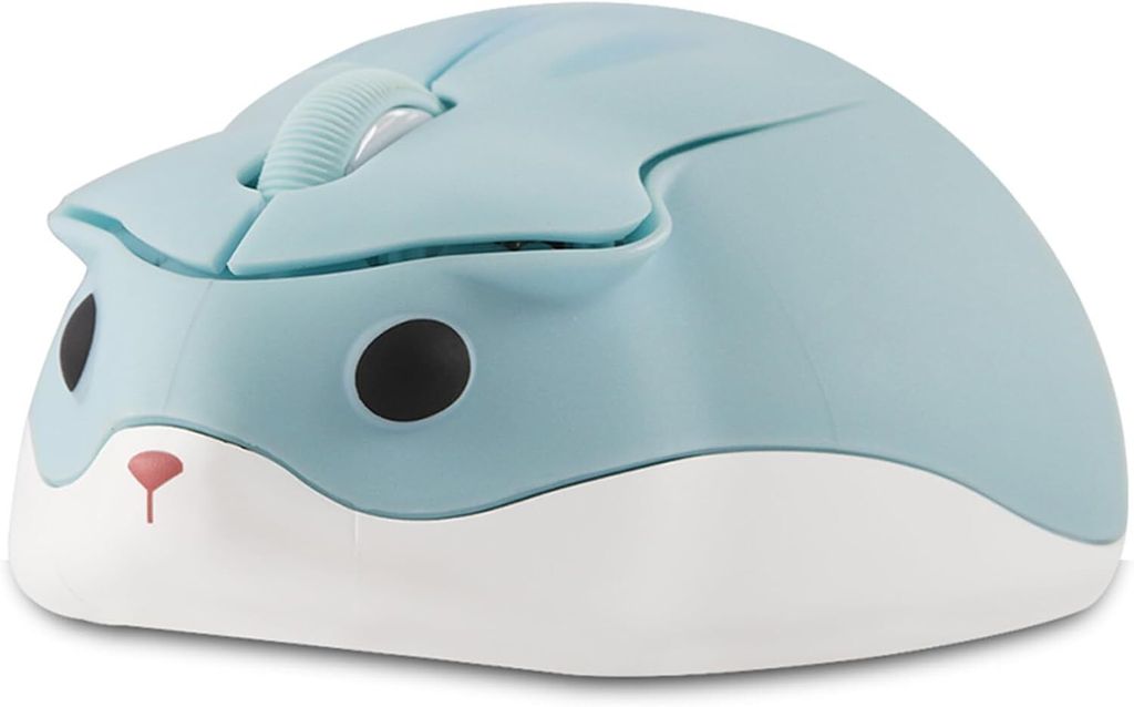 Kabellose Maus Cute Cartoon Hamster Shape Mouse Portable Travel 2.4GHz 1200DPI Optical Cordless Mouse mit USB-Empfänger Compact Silent Mäuse, Blau