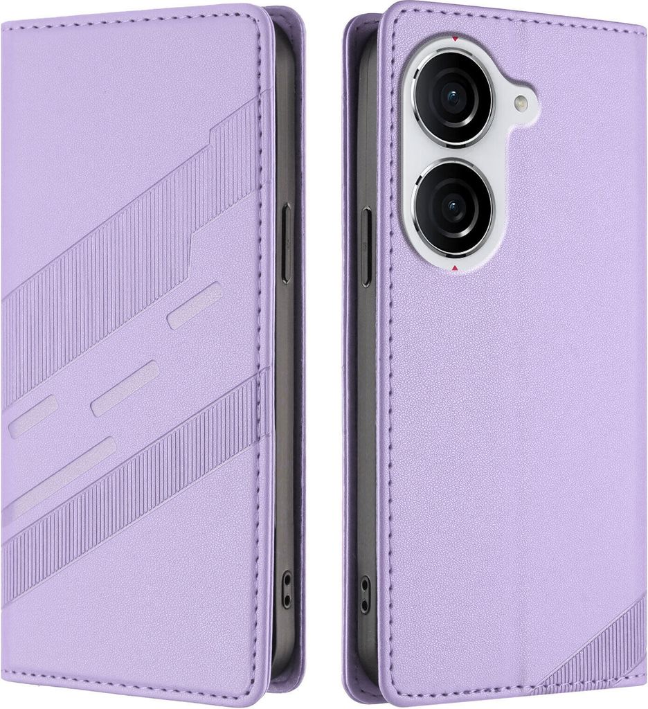 Hülle für Asus Zenfone 10, Kunstleder Brieftaschen Handyhülle mit Kartenfach und Standfunktion Violett