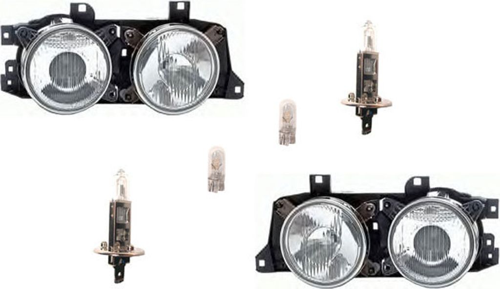 Johns, Scheinwerfer Links & Rechts Set passend für BMW 7 E32 09/88-09/94 & Leuchtmittel 63121391597 1378361 1390289 1391597 63121378361 63121390289