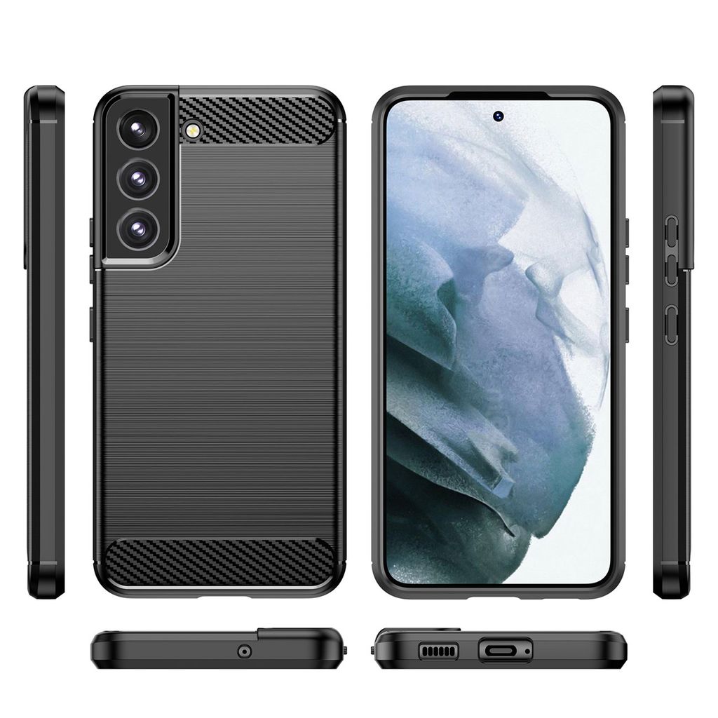 Hülle für Samsung Galaxy S22 Plus ( S22+) Silikon Schutz Handyhülle Case Bumper Schwarz Carbon Optik
