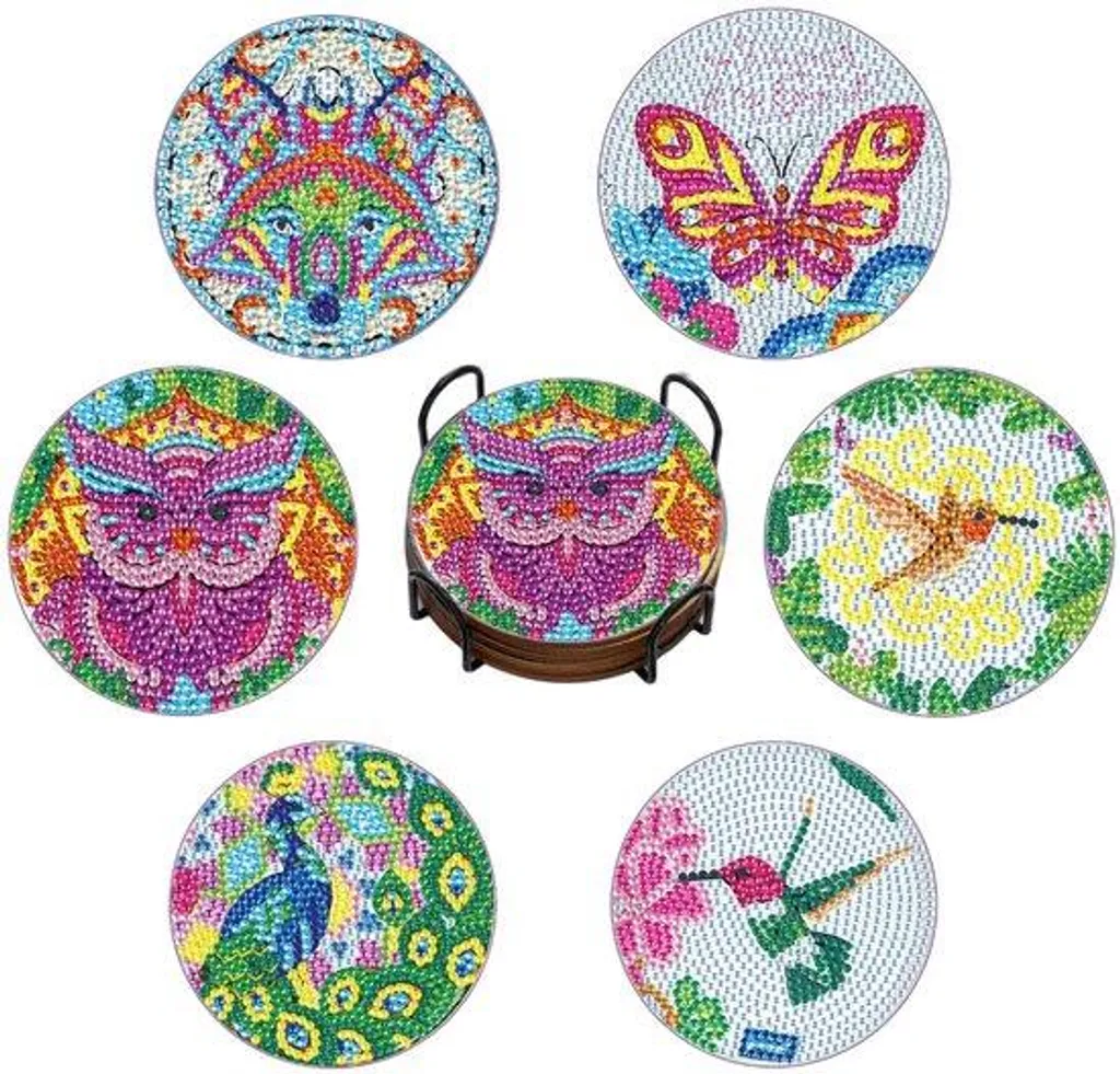 Supports broderie diamant en bois - Kit de 6 accroches murales créatives