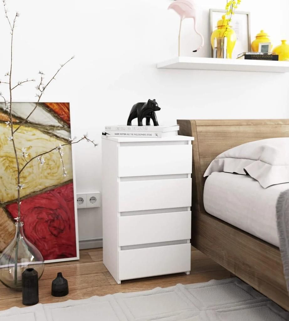 VALESTRA Kommode weiß mit 4 Schubladen, 74 cm hoch, 40 cm Produktbild 