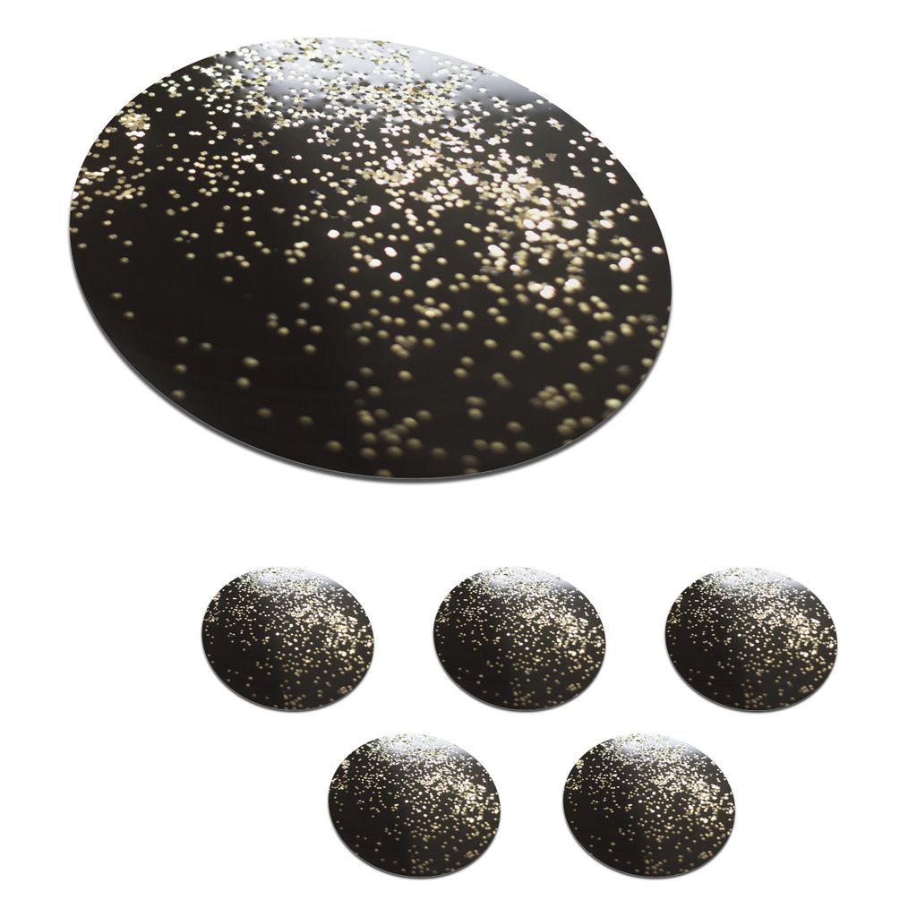 KitchenYeah Glasuntersetzer Rund 6er Set Marmor - Hell - Gold - Schwarz 10x10 cm Untersetzer für Gläser - Getränkeuntersetzer - Tischplattensc...