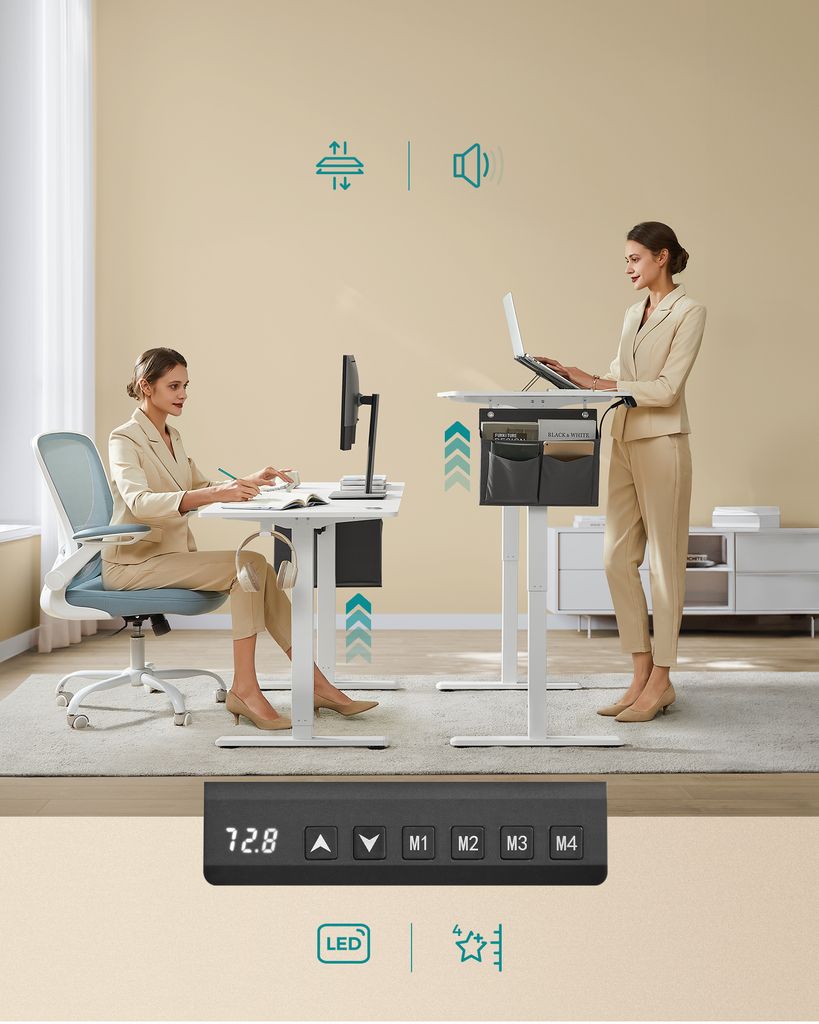 SONGMICS Výškově nastavitelný stůl elektrický 120 cm 4 Obrázek produktu 7