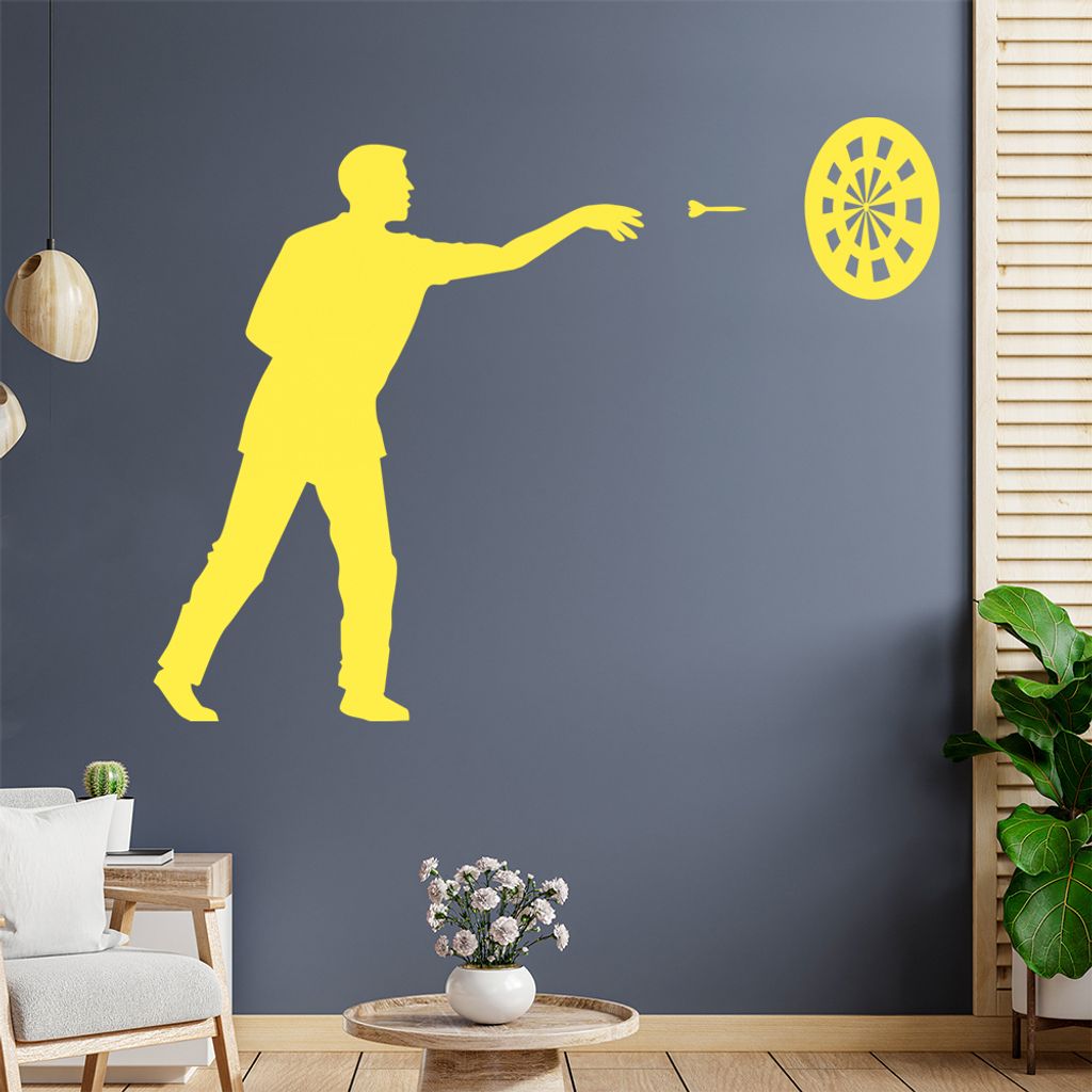 Darts Bullseye Spieler Figur Wandtattoo Wandaufkleber Wall Sticker - Dekoration, Küche, Wohnzimmer, Schlafzimmer, Badezimmer