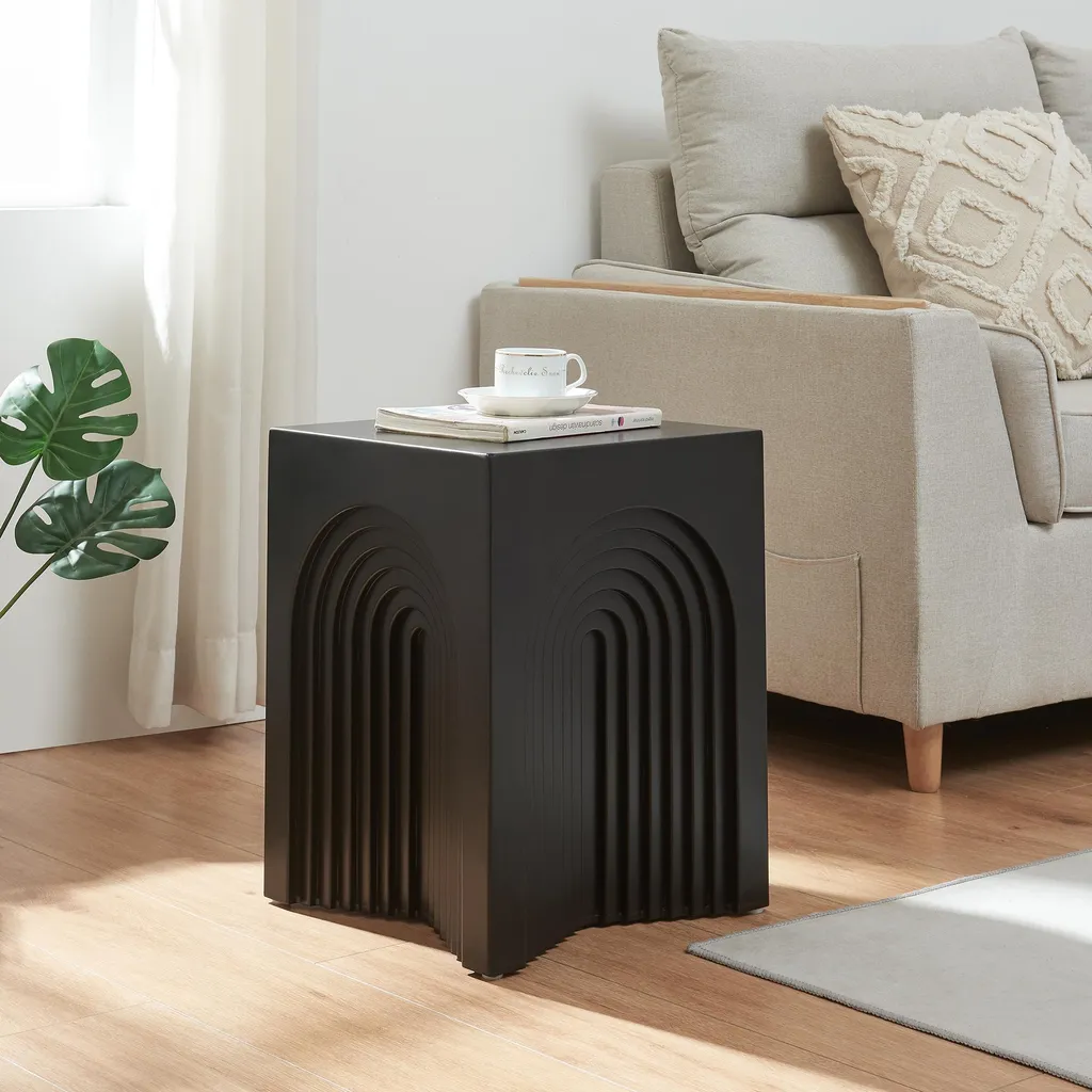 Tavolino Elverumn Nero Opaco Design Moderno 45cm - Arredo Must-Have