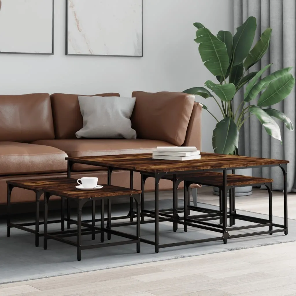 Set 5 Tavolini Nesting Maison Exclusive Quercia Affumicata | Design Urban