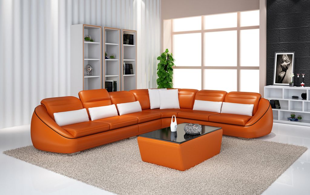 Designer Sofa Couch Ecksofa mit Hocker Polster Garnitur Wohnlandschaft L-Form