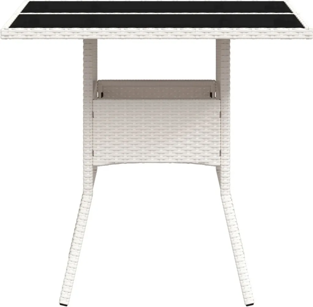 Tavolo da giardino con piano in vetro Bianco 80x80x75 cm Poly Rattan - Tavoli da giardino Mobili2025 CHY1551591 1pacco - 6