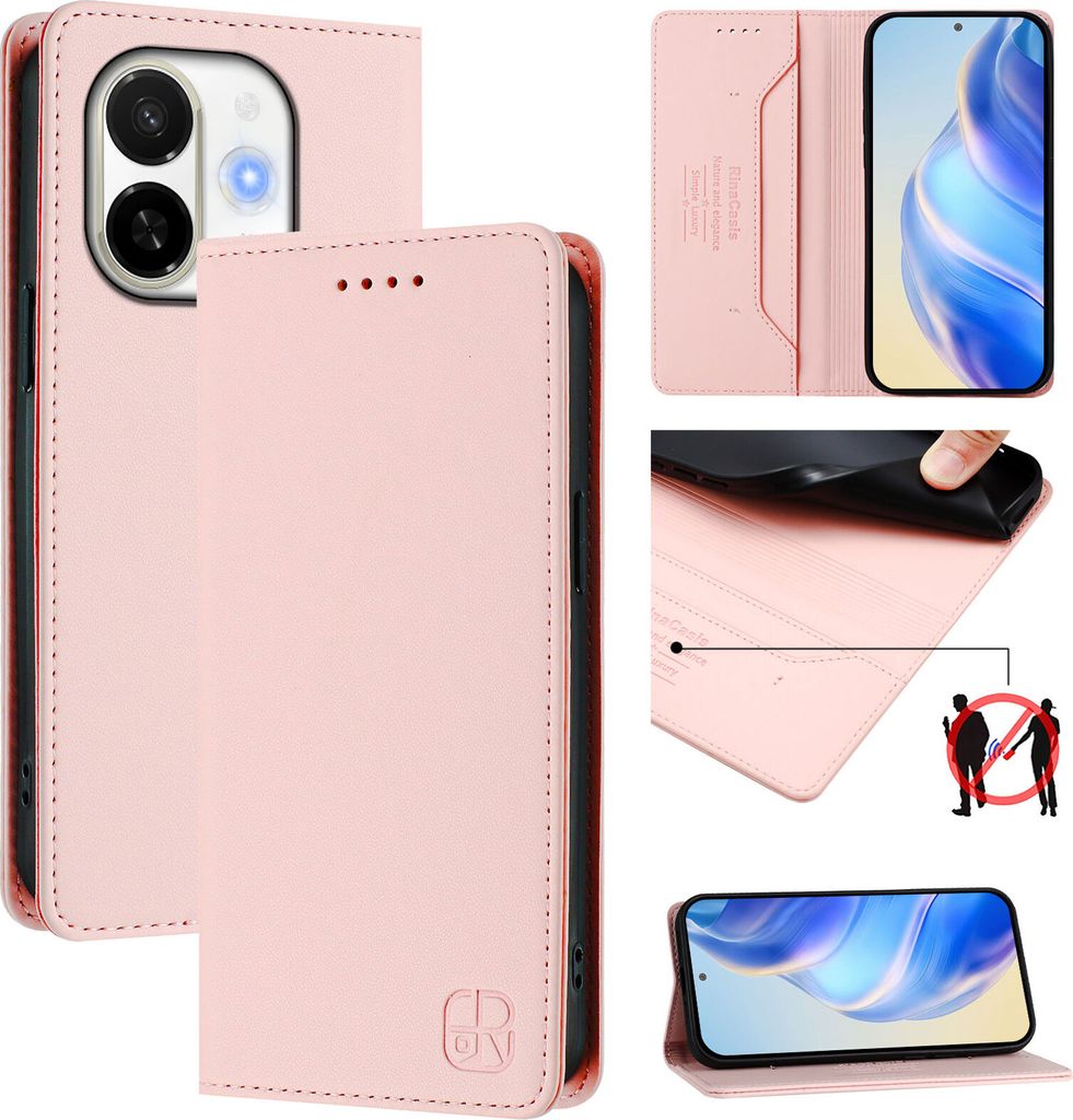 Lederhülle für Tecno Spark 30C 5G/Pop 9 5G Hülle Flip Brieftasche Kartenfächern Ständer Schutzhülle Pink