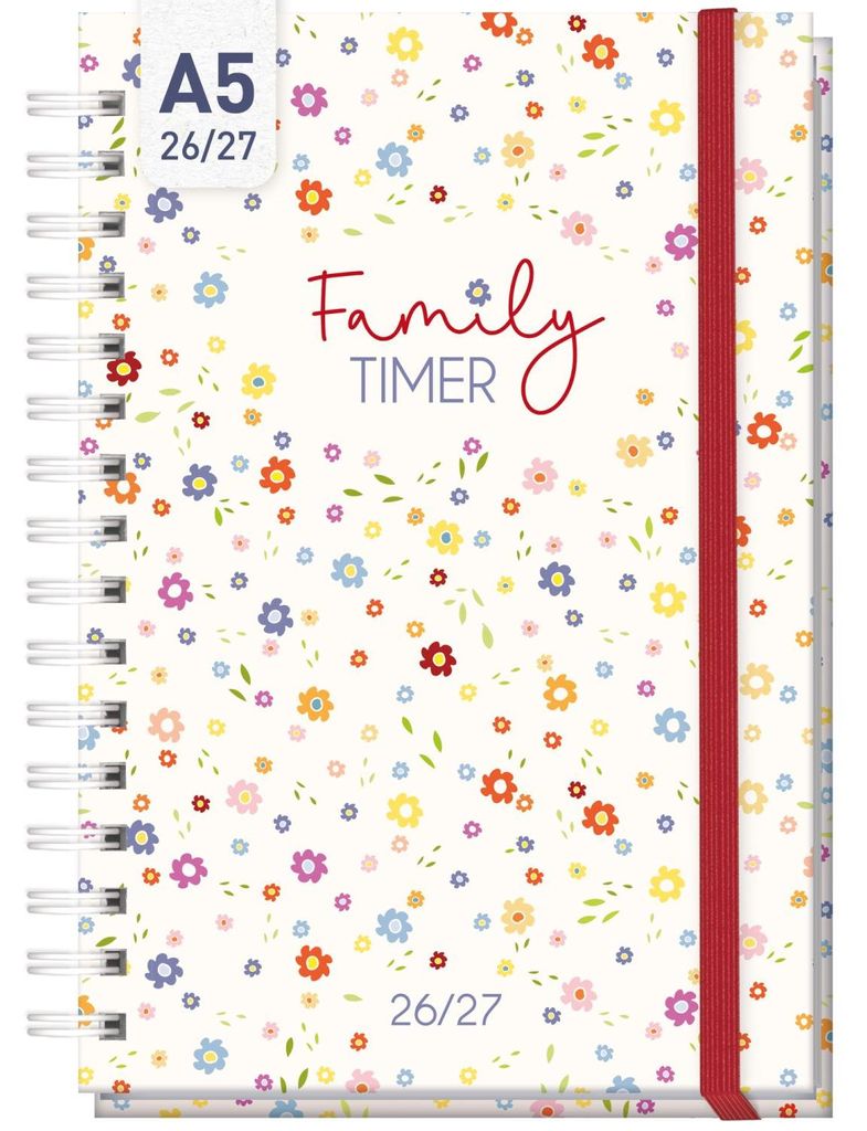 Family-Timer 2026/2027 / 17 Monate / A5 / Tiny Blossoms / Produktbild 