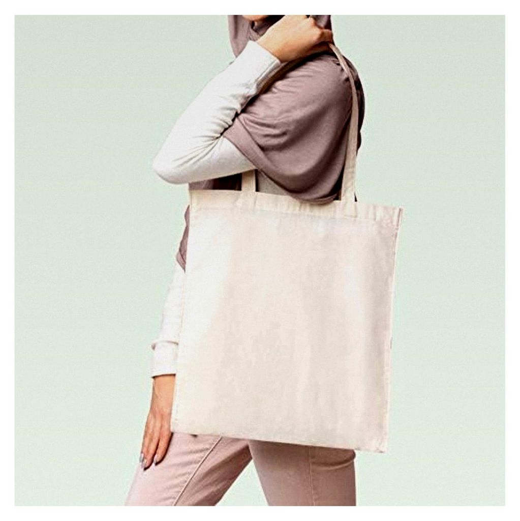 Stoffbeutel 38x42 cm Beige | Unbedruckte Baumwolltaschen mit langen Henkeln | Set 2/6/12/24/48 Stück | Wiederverwendbare Einkaufstaschen
