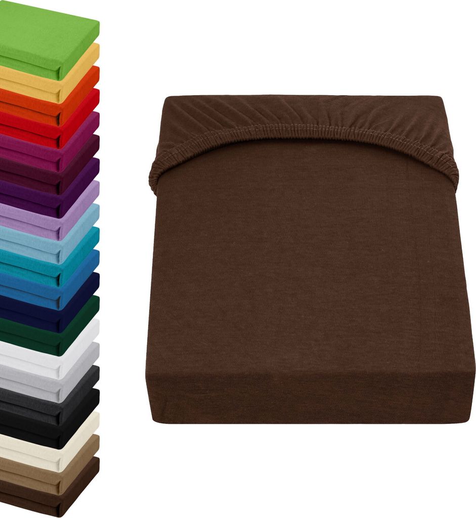 Jersey TOPPER Spannbettlaken 200x200-200x220cm Spannbetttuch für Boxspringbett-Topper Matratzen 100% Baumwolle, Farbe: Braun