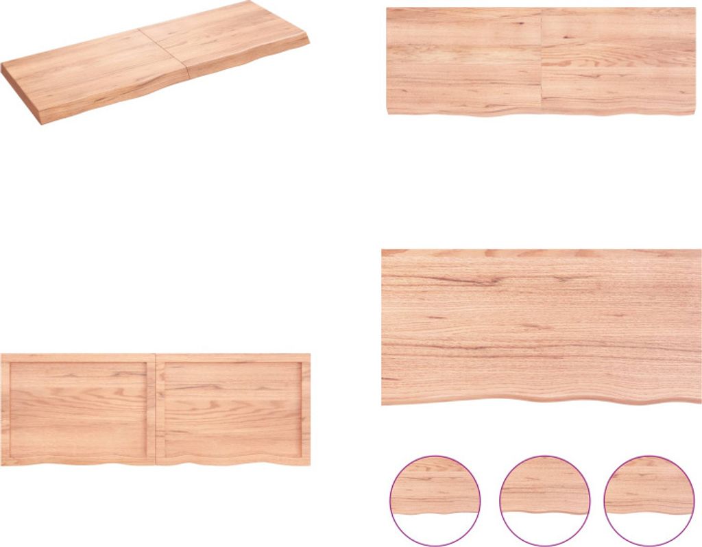 vidaXL Wandregal Hellbraun 140x50x(2 6) cm Massivholz Eiche Behandelt - Wandregal - Wandregale - Wandboard - Hängeregal