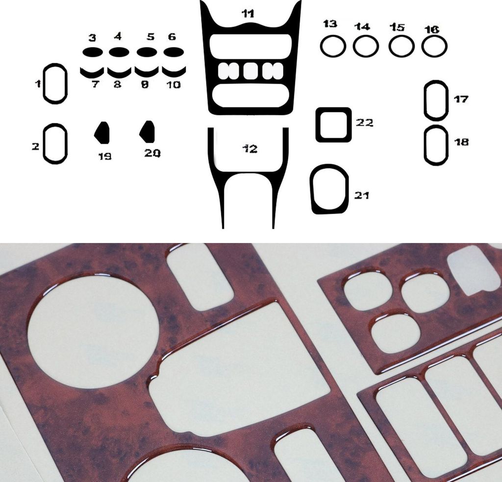 Innenraum Dekor Cockpit für Dacia Sandero 2008-2011 Wurzelholz Optik 22tlg