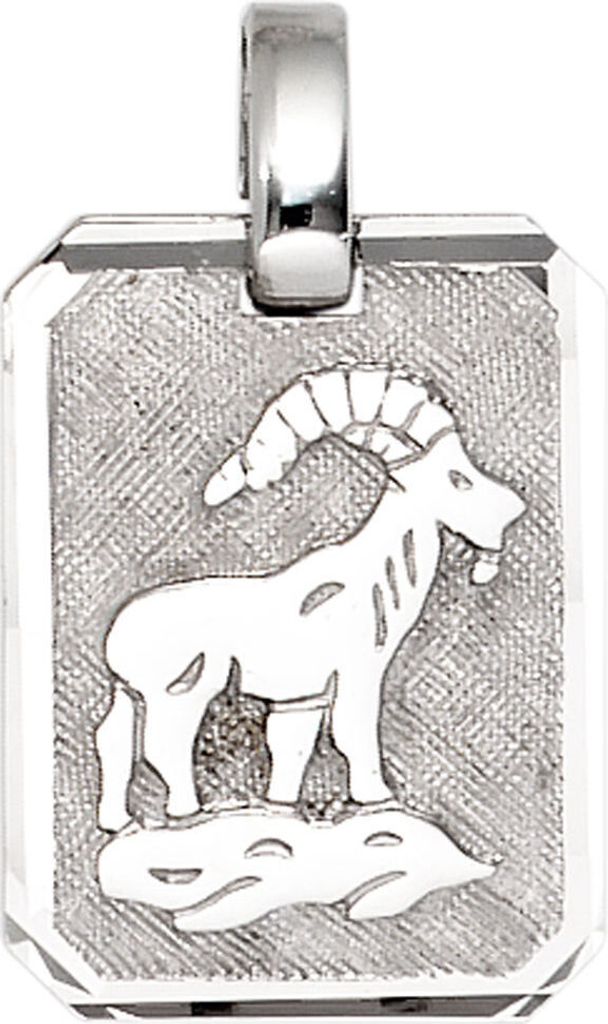 Anhänger Sternzeichen Steinbock aus 925 Silber teilmattiert Horoskop