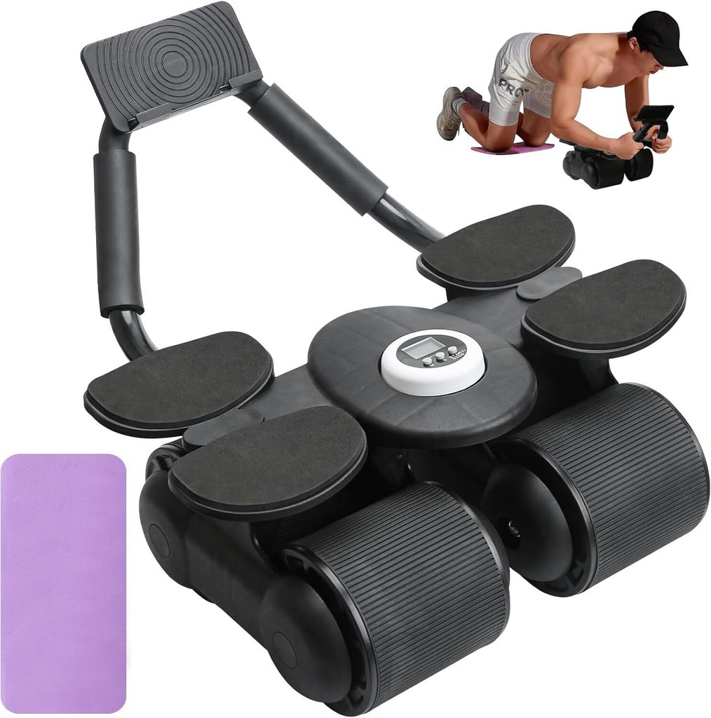 Bauchroller, AB Roller, Bauchtrainer, Bauchmuskeltrainingsrolle, Bauchmuskeltrainer, Automatisches Rückprall-Bauchrad mit Telefonhalterung