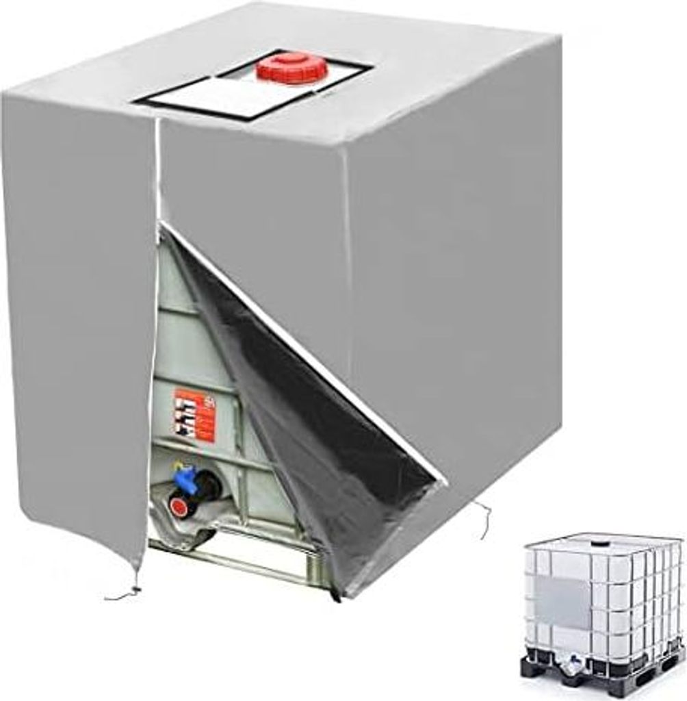 IBC Tank Abdeckung,420D IBC UV-Schutz/Regenwasser Folien Schutzhaube Staubdicht Cover mit Reißverschluss, Abdeckplane für Wassertank 1000L,Geeign...