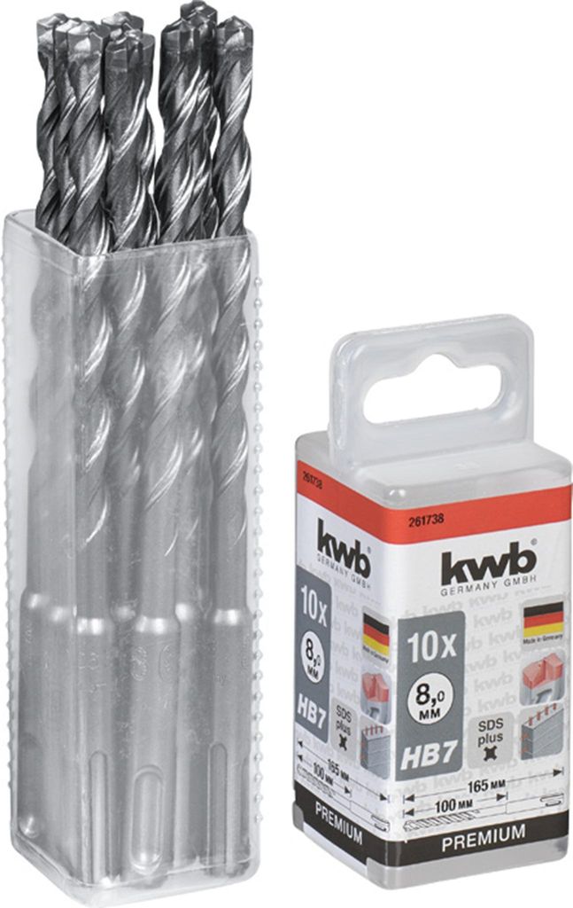 KWB HB7 SDS Plus X Hammerbohrer, 165/100 mm, Ø 8 mm, 10 Stück