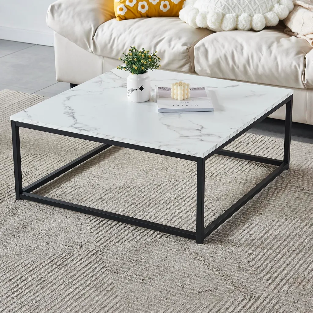 Table basse FACTO 80x80 cm : marbre facile d'entretien et robuste - 7