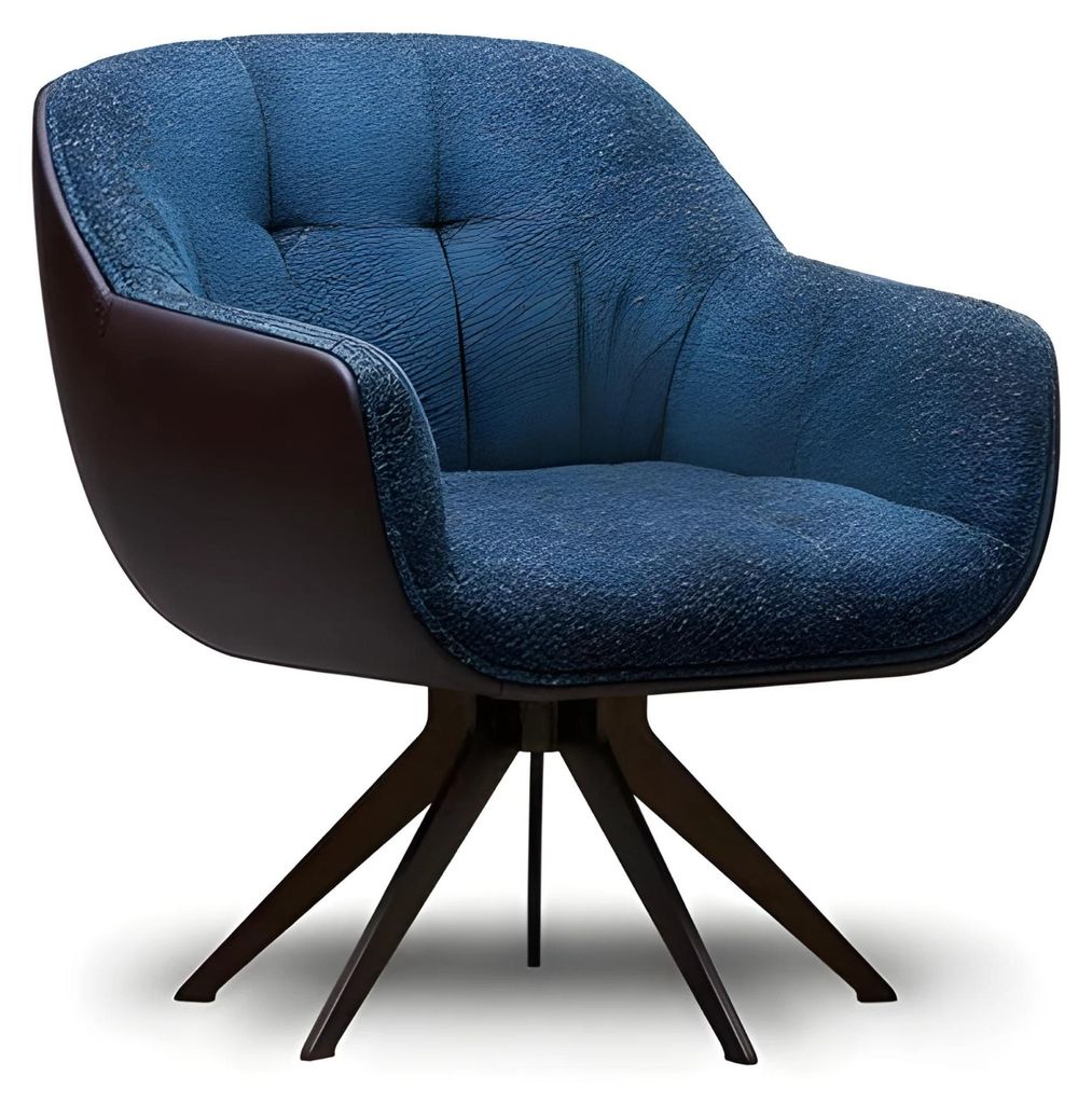 Moderner blauer Stoffsessel aus Holz mit elegantem Design