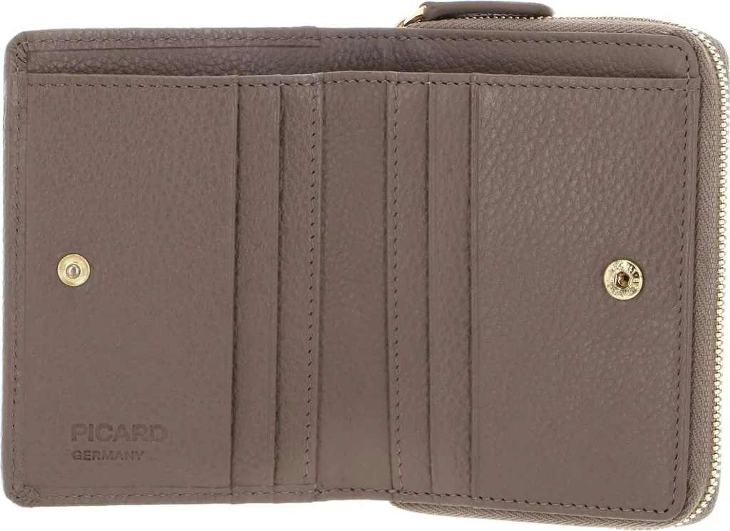 Porte-monnaie Picard Java 1 anti-encombrement en cuir véritable Taupe