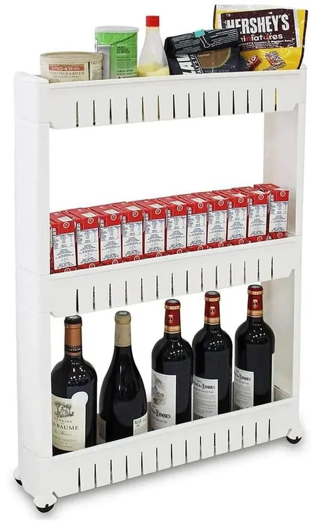 Desserte à roulettes blanche multi-usage avec 3 étagères de stockage - 2