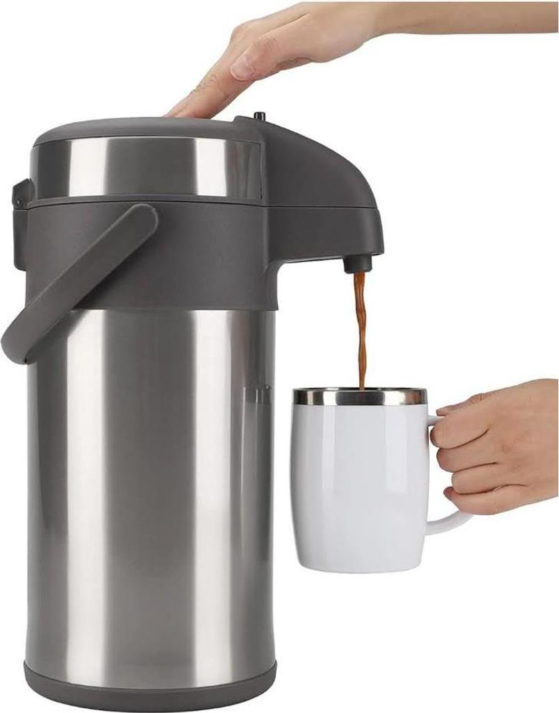 Olerd 4,0 Liter Pumpkannen Thermoskannen Kaffeespender, Edelstahl Doppelwandige Pump Vakuum Isolierkanne mit Pumpmechanismus, Kaffeekaraffe, Kanne ...