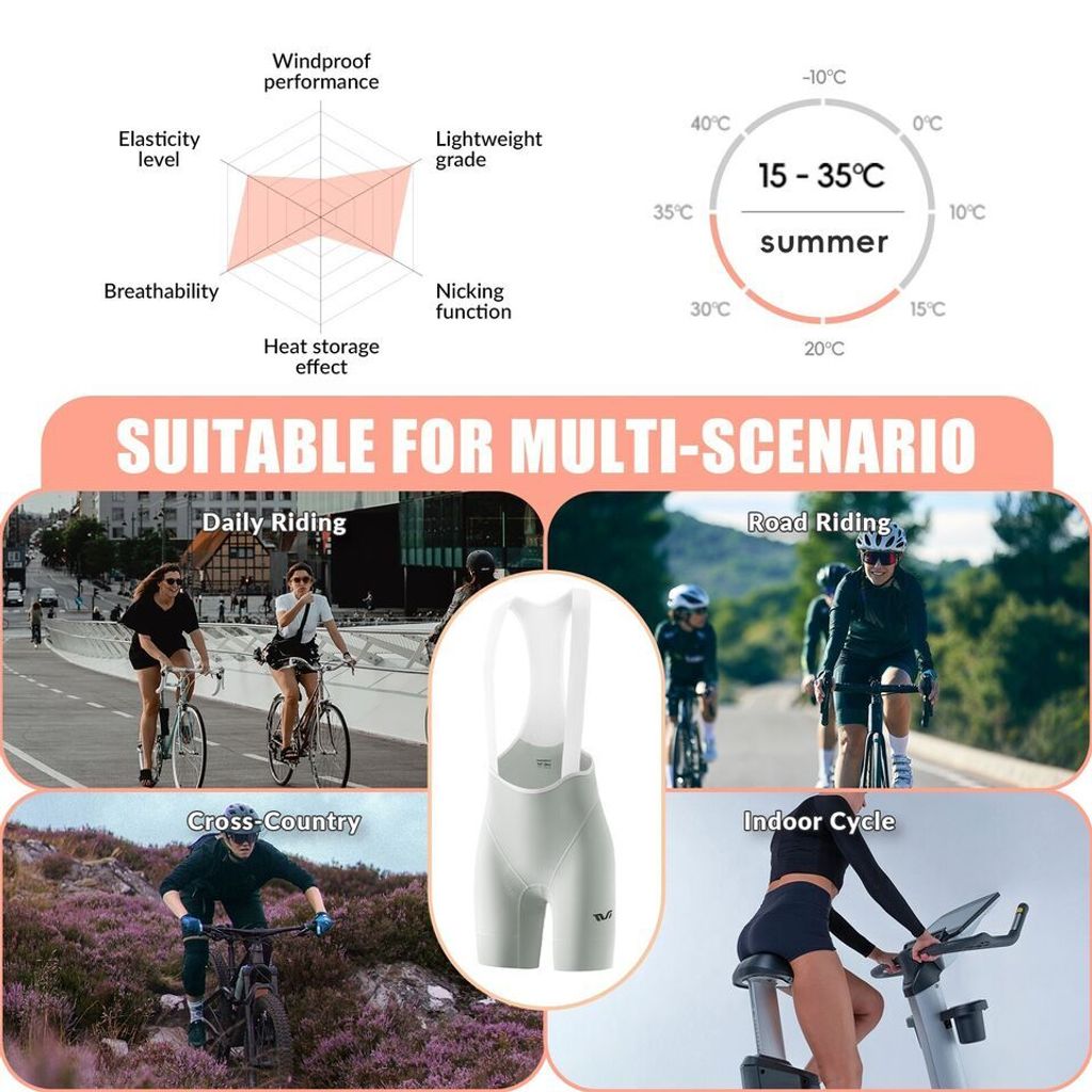 Pantalon De Vélo Femme ROCKBROS Avec Bretelles - Rembourrage 3D, Taille Normale