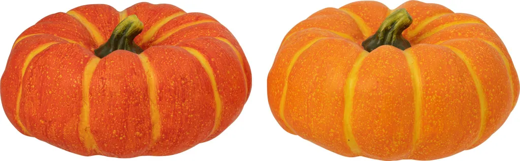 Citrouille Décorative d'Automne en Magnésium Orange J-Line Lot de 2