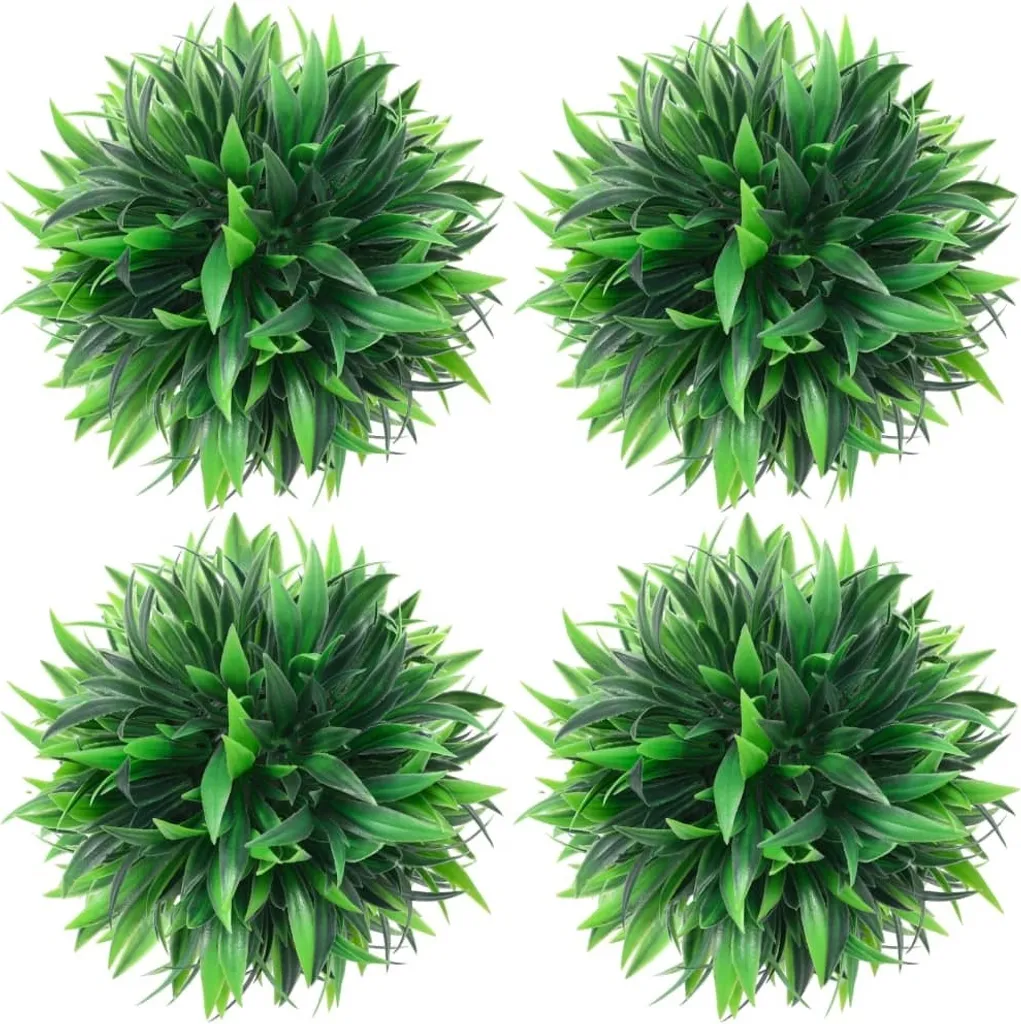 Boule de Buis Artificielle 15 cm Lot de 4 - Verdure Sans Entretien Durable