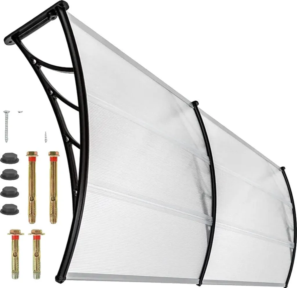 Auvent de porte gris clair 120x80 cm - Protection pluie haute qualité