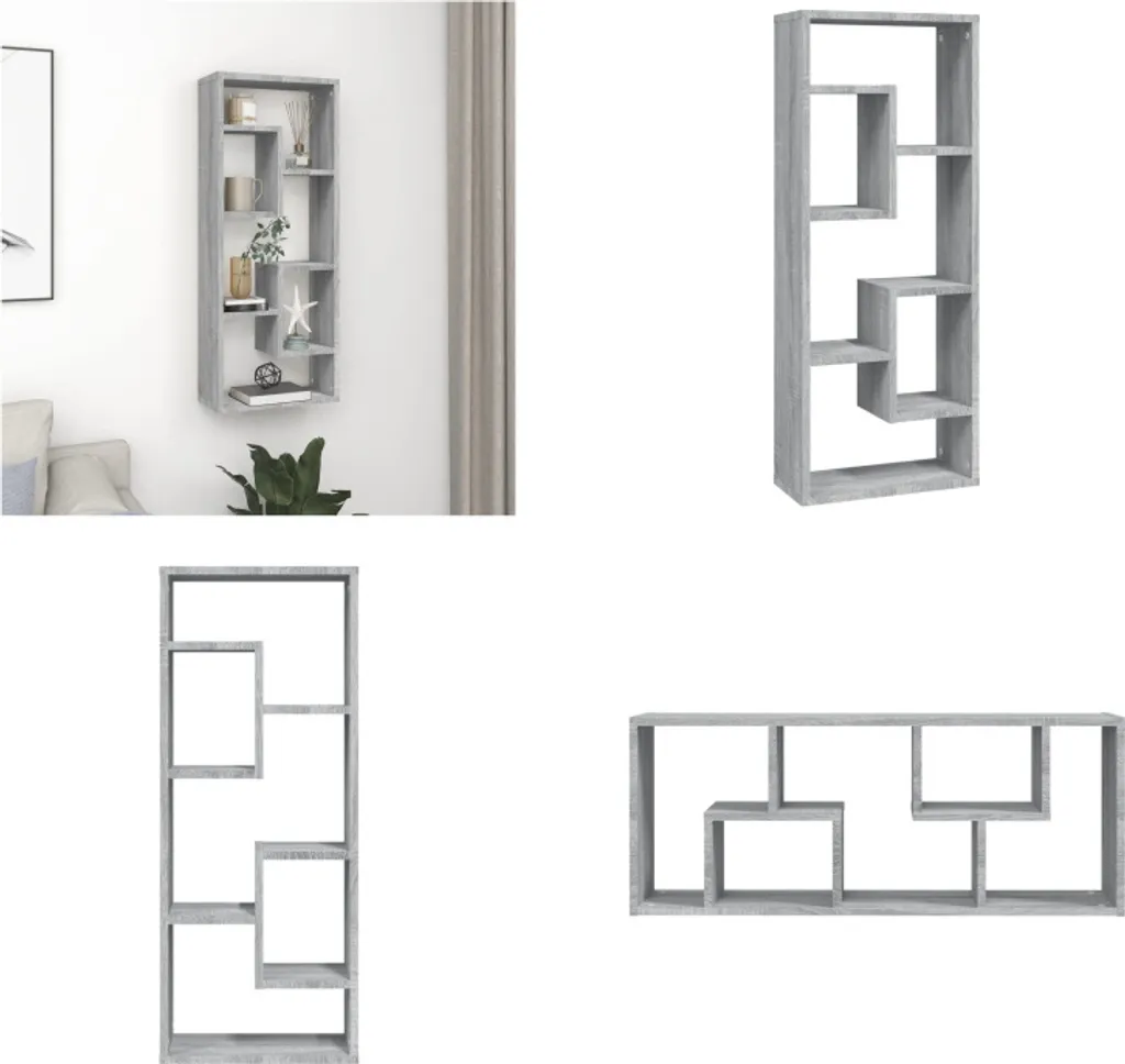 Organizer Parete Grigio Sonoma 36x16x90 cm | Scaffale Cubo vidaXL
