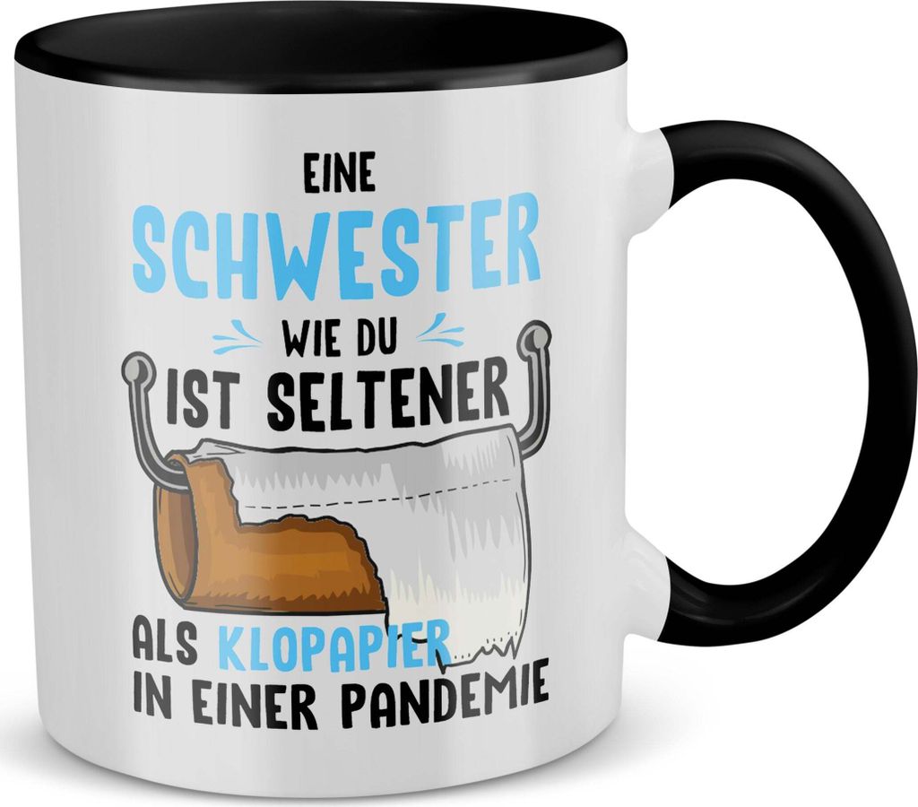 22Feels Schwester Geschenk Geburtstag Weihnachten Geschwister Mädchen Tasse Frauen Teenager Schwesterherz (Weiss-Schwarz)