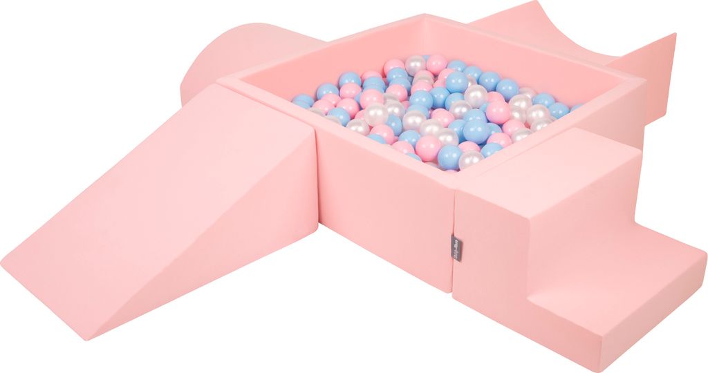 KiddyMoon Spielplatz Aus Schaumstoff Mit 200 Bälle ∅7cm Hindernisläufen Version 5 Quadrat Bällepool Mit Bunten Bällen Für Babys Und Kinder