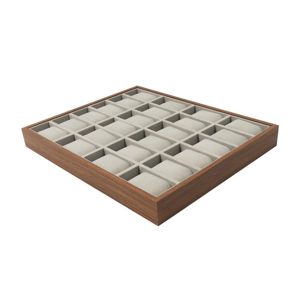 Boîte de rangement montres 24 slots gris design chic pour collectionneur