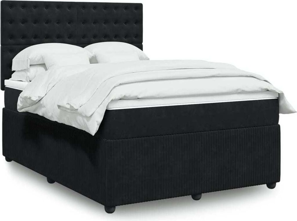 "2026 Promotion" Boxspringbett mit Matratze - Schwarz - 140x190 cm - Samt - Polsterbett CC15742